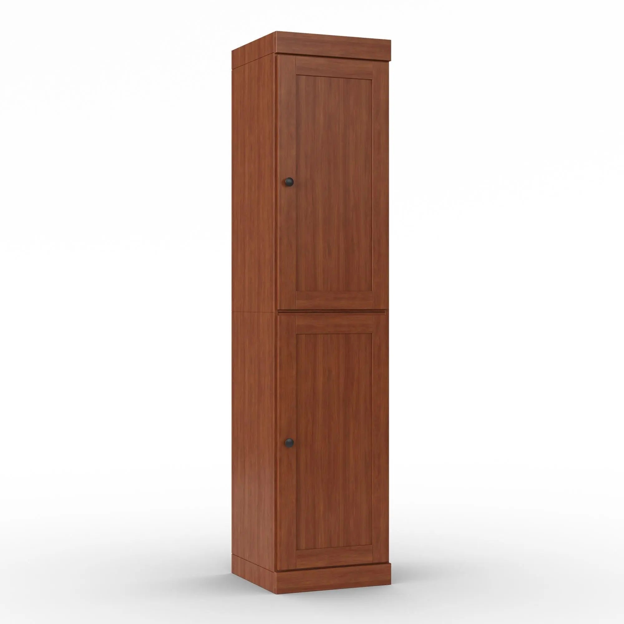 17" Coffee Solid Wood Free Standing Double Door Linen Cabinet Homeroots Organization