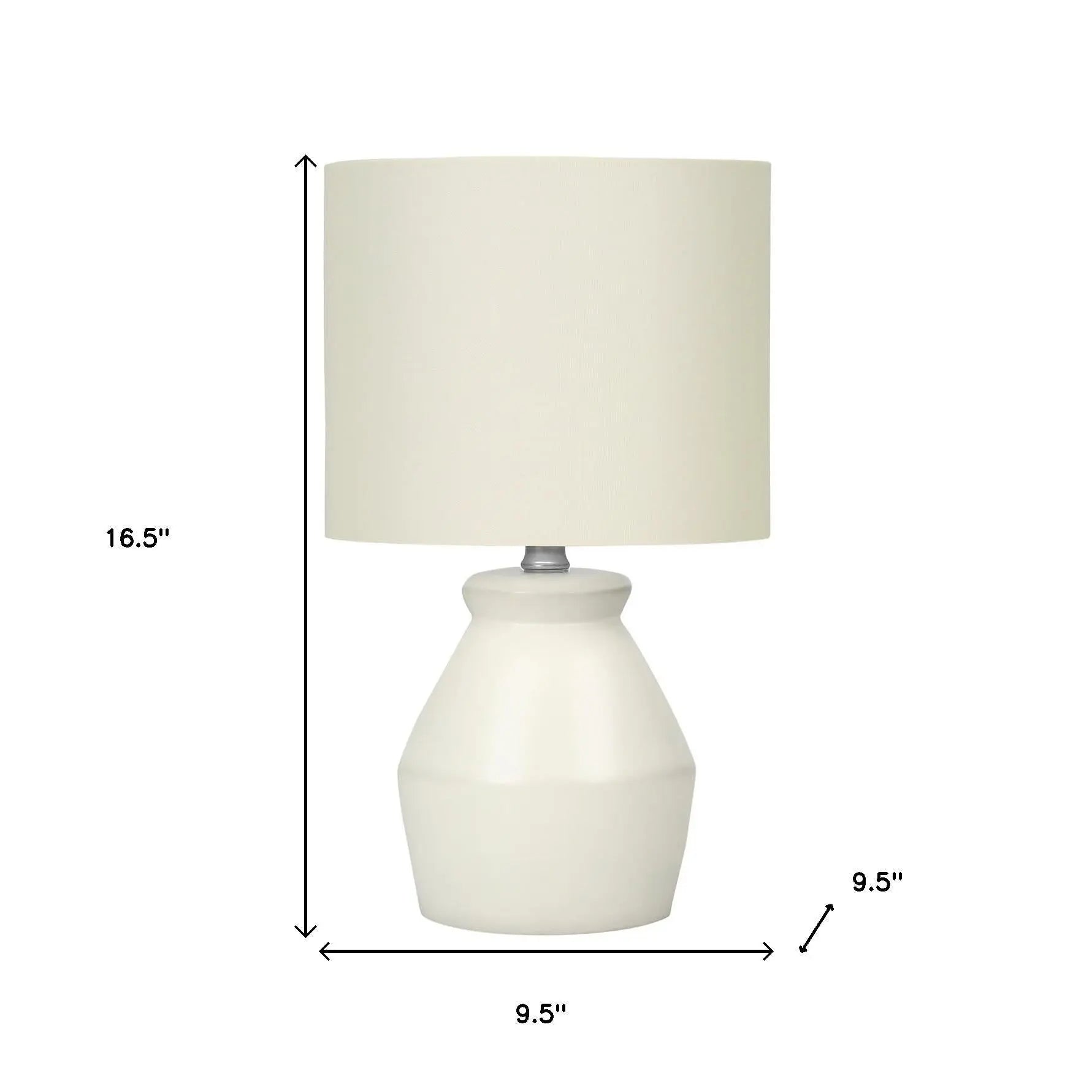 17" Cream Ceramic Geometric Table Lamp With Cream Drum Shade Homeroots Lighting