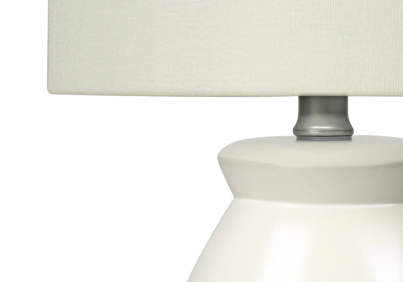 17" Cream Ceramic Geometric Table Lamp With Cream Drum Shade Homeroots Lighting