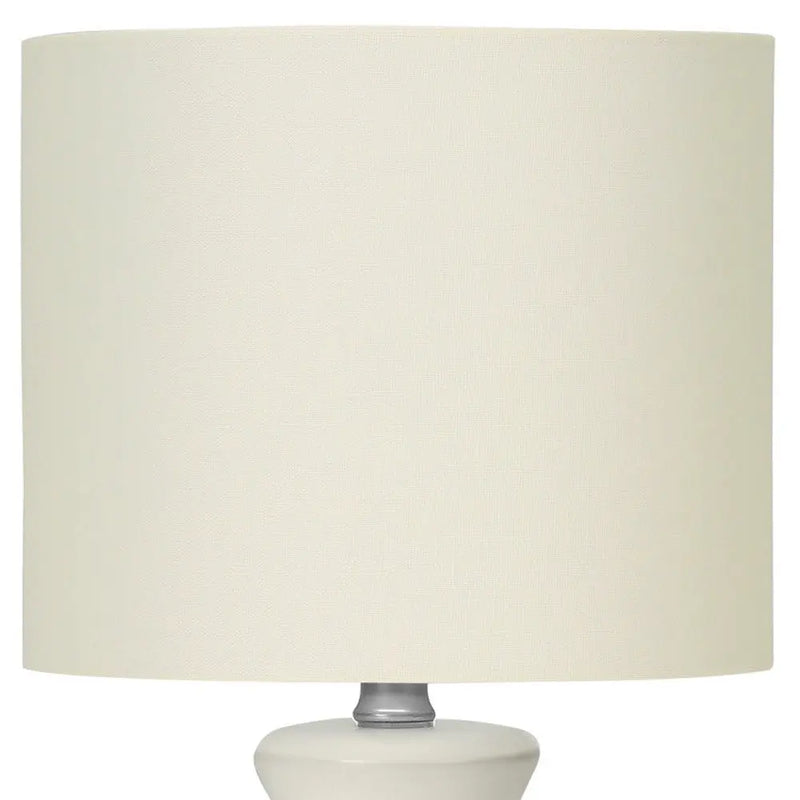 17" Cream Ceramic Geometric Table Lamp With Cream Drum Shade Homeroots Lighting