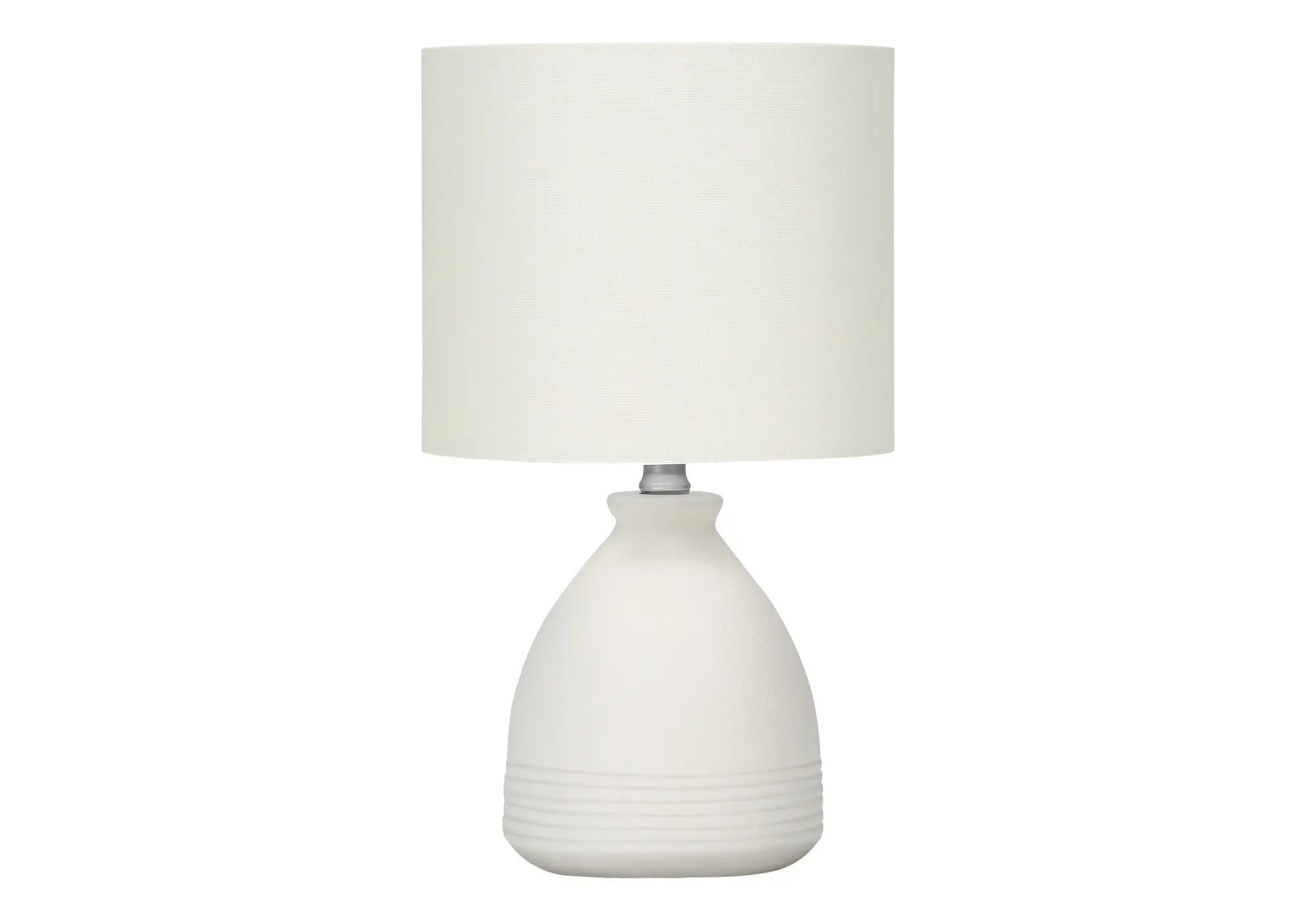 17" Cream Ceramic Round Table Lamp With Cream Drum Shade Homeroots Lighting