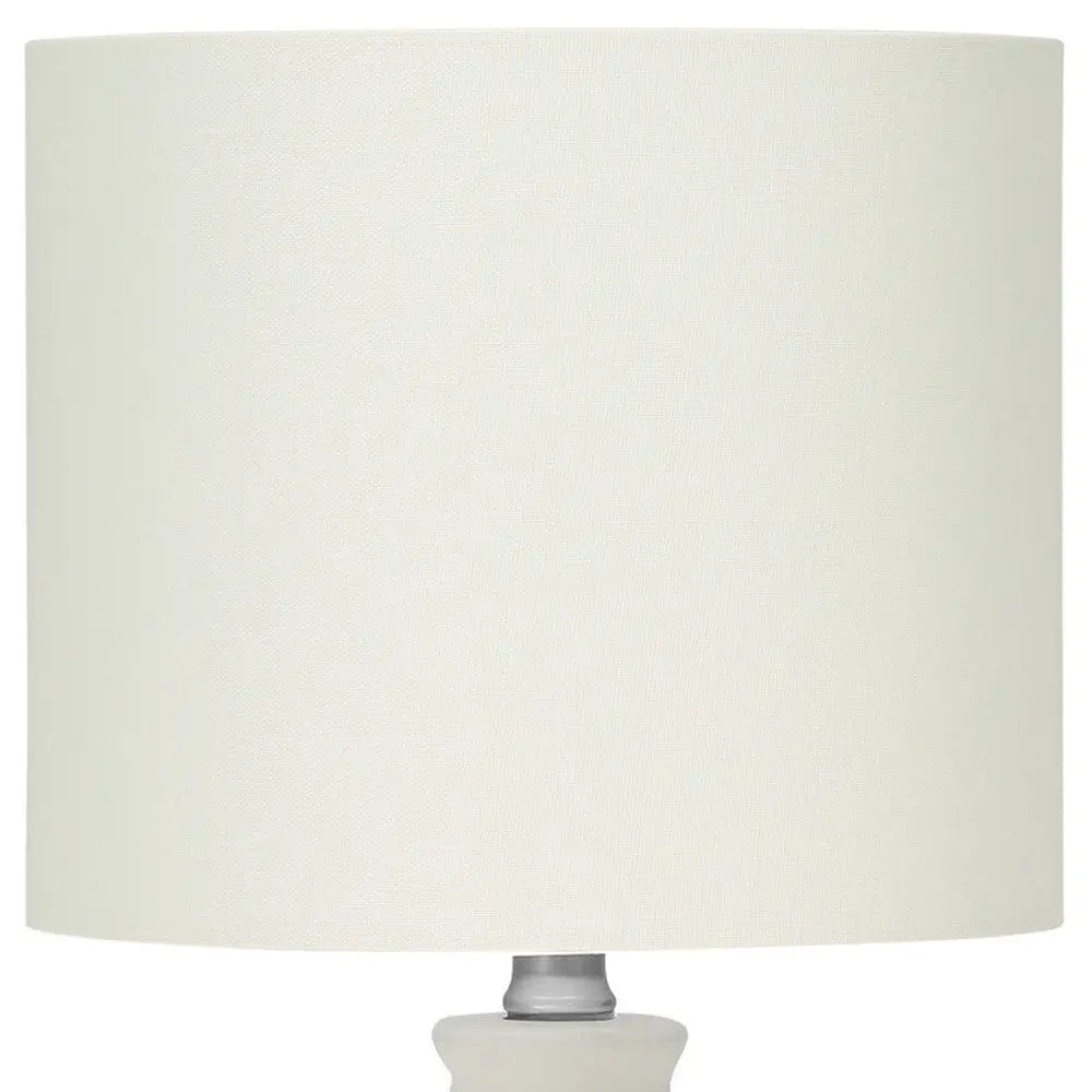 17" Cream Ceramic Round Table Lamp With Cream Drum Shade Homeroots Lighting