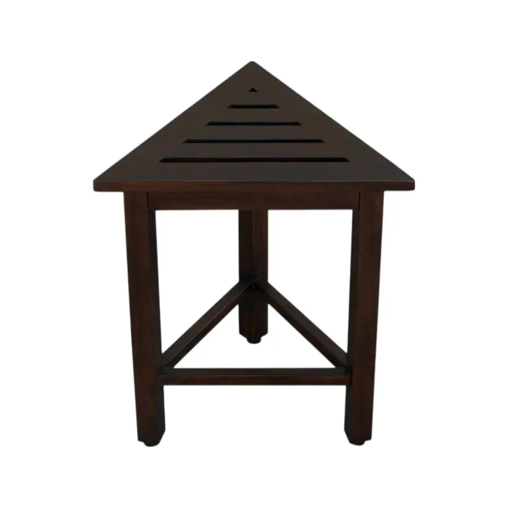 17" Dark Brown Teak Corner Shower Bench Homeroots Bed & Bath