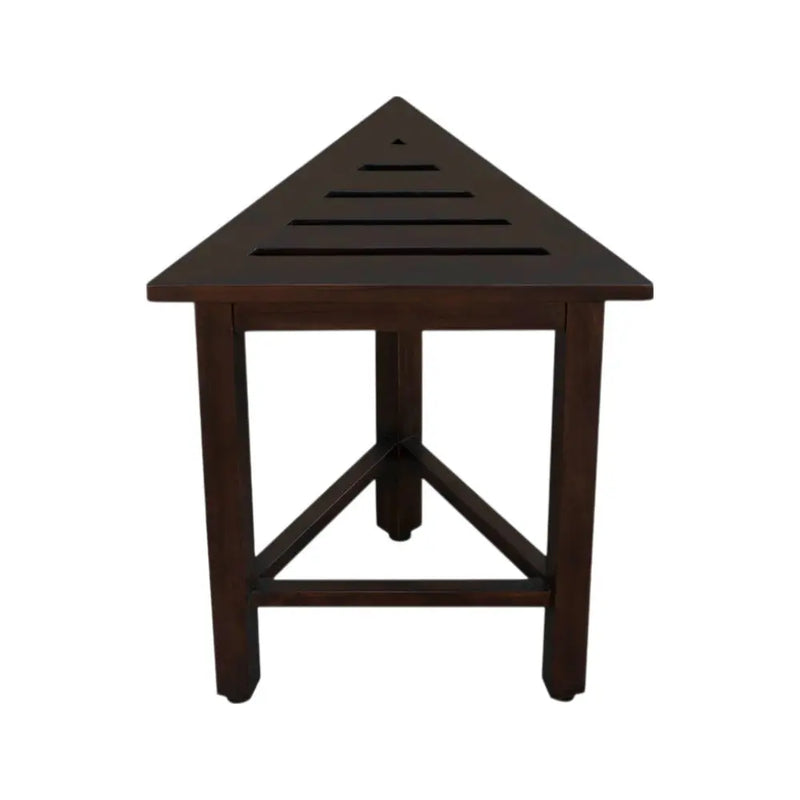 17" Dark Brown Teak Corner Shower Bench Homeroots Bed & Bath