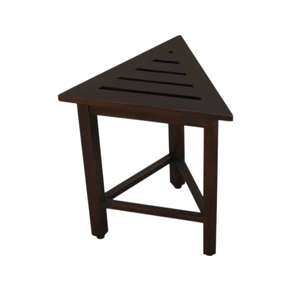 17" Dark Brown Teak Corner Shower Bench Homeroots Bed & Bath