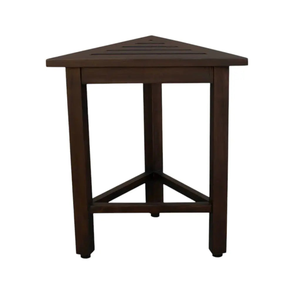17" Dark Brown Teak Corner Shower Bench Homeroots Bed & Bath