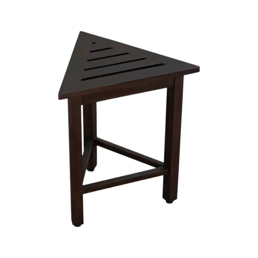 17" Dark Brown Teak Corner Shower Bench Homeroots Bed & Bath