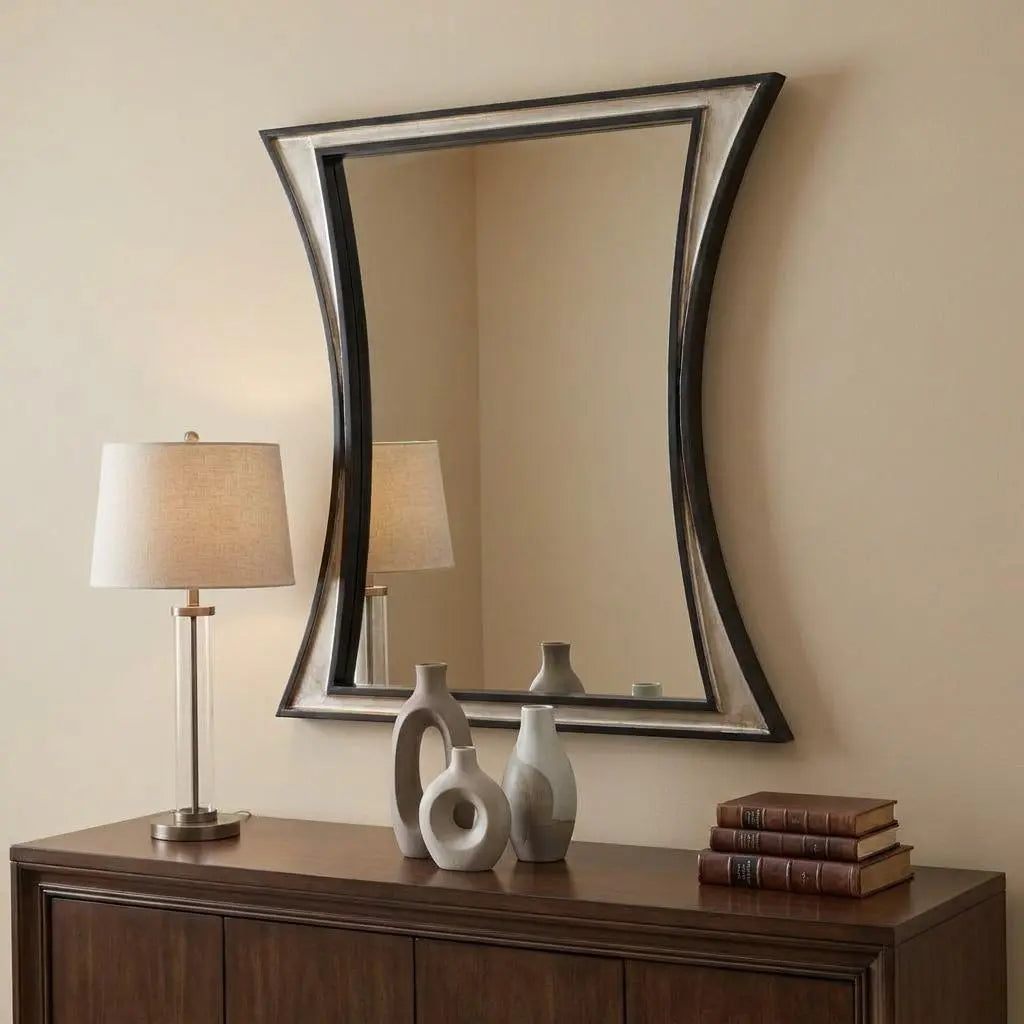 17" Dark Brown Wood Diamond Framed Accent Mirror Homeroots Bed & Bath