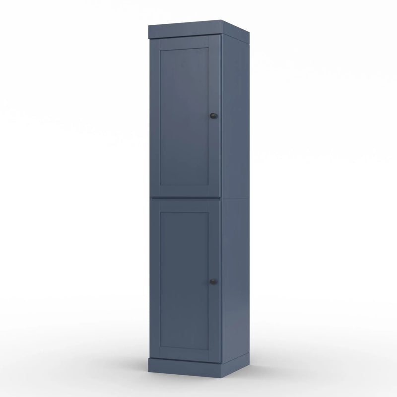 17" French Blue Solid Wood Free Standing Double Door Linen Cabinet Homeroots Organization