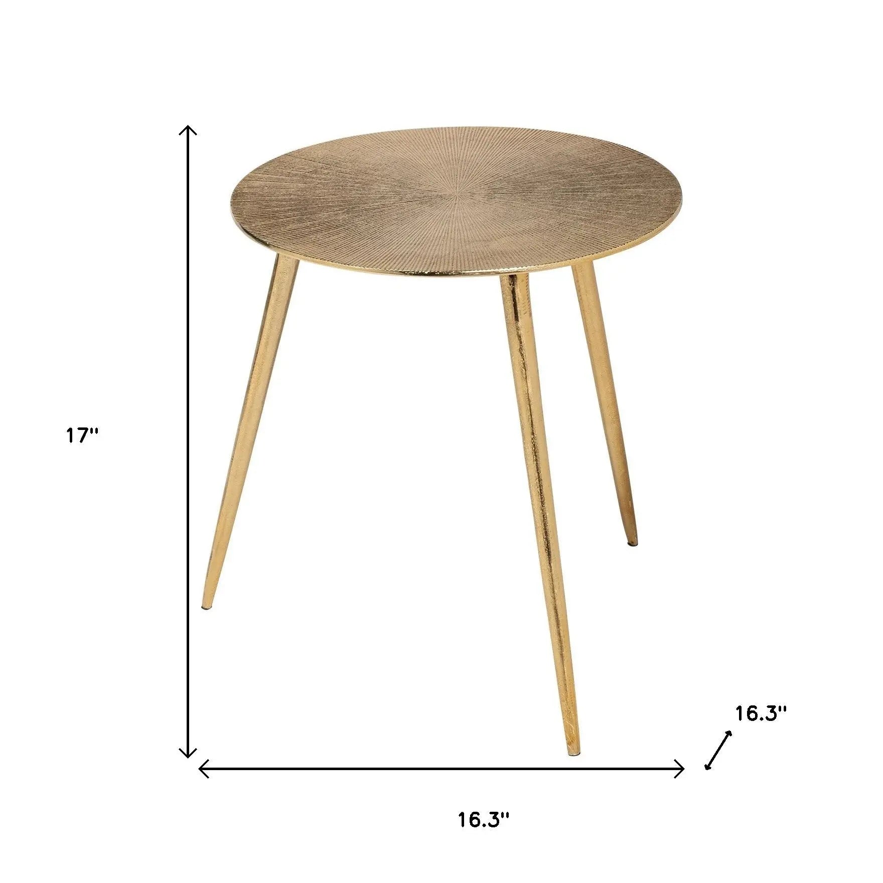 17" Gold Metal Round End Table Homeroots Living Room