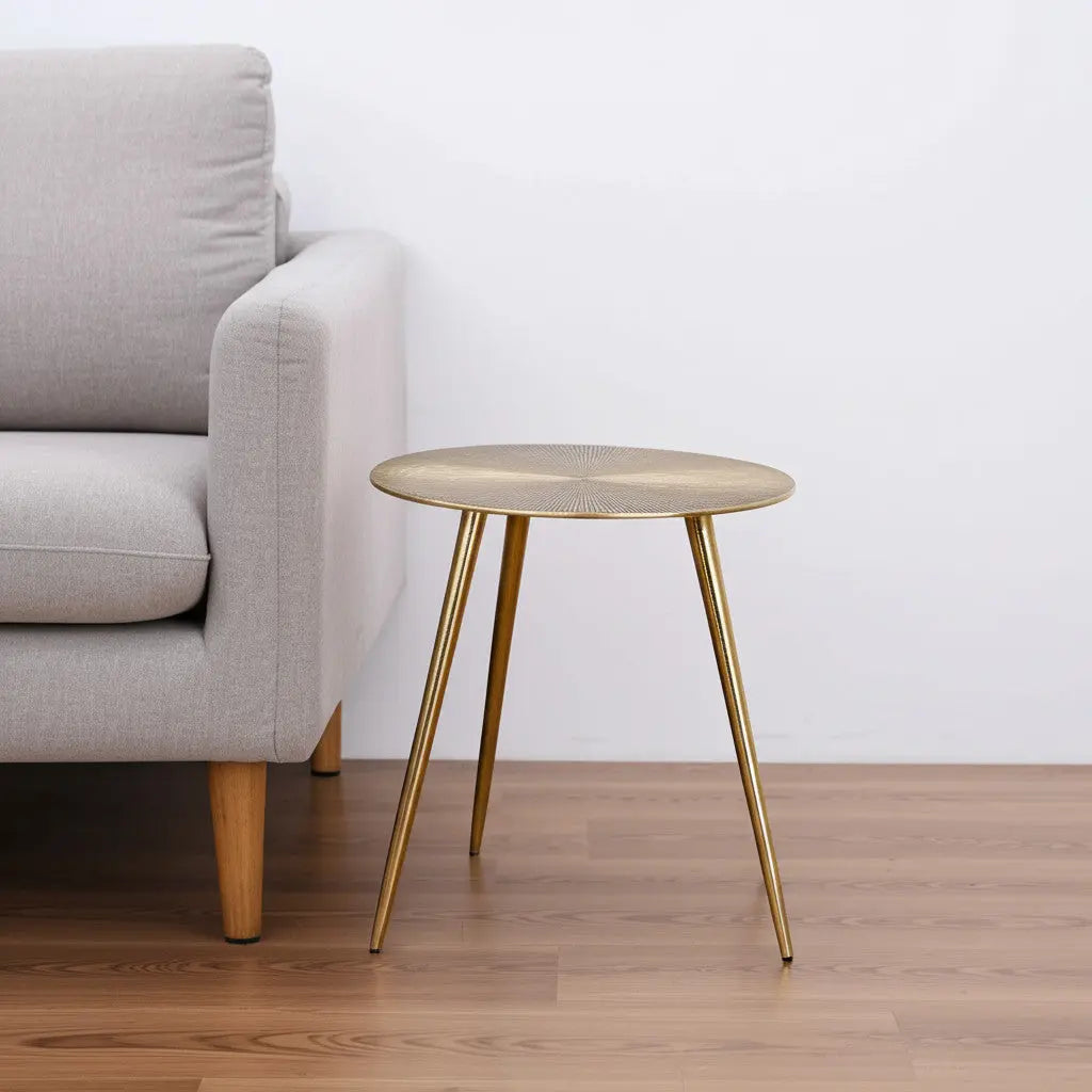 17" Gold Metal Round End Table Homeroots Living Room