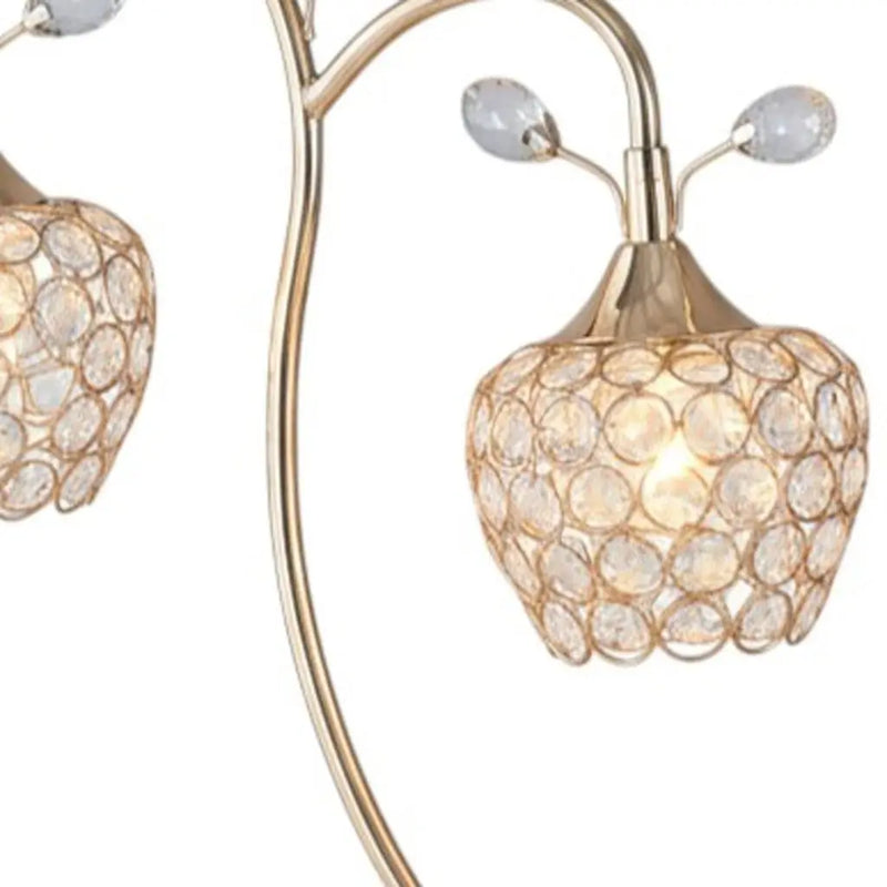 17" Gold Two Light Bedside Table Lamp With Clear Novelty Shade Homeroots Lighting