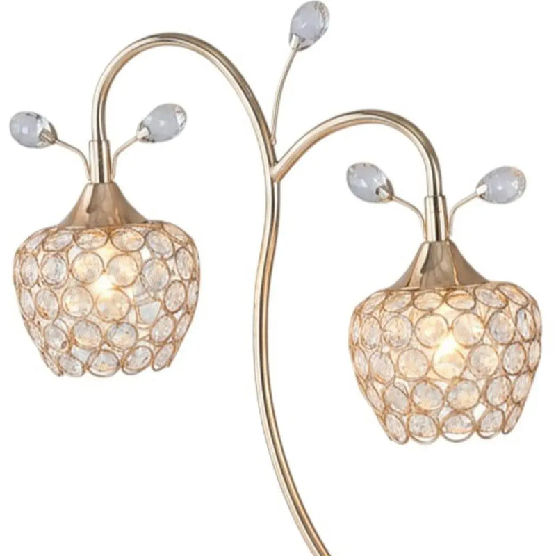 17" Gold Two Light Bedside Table Lamp With Clear Novelty Shade Homeroots Lighting