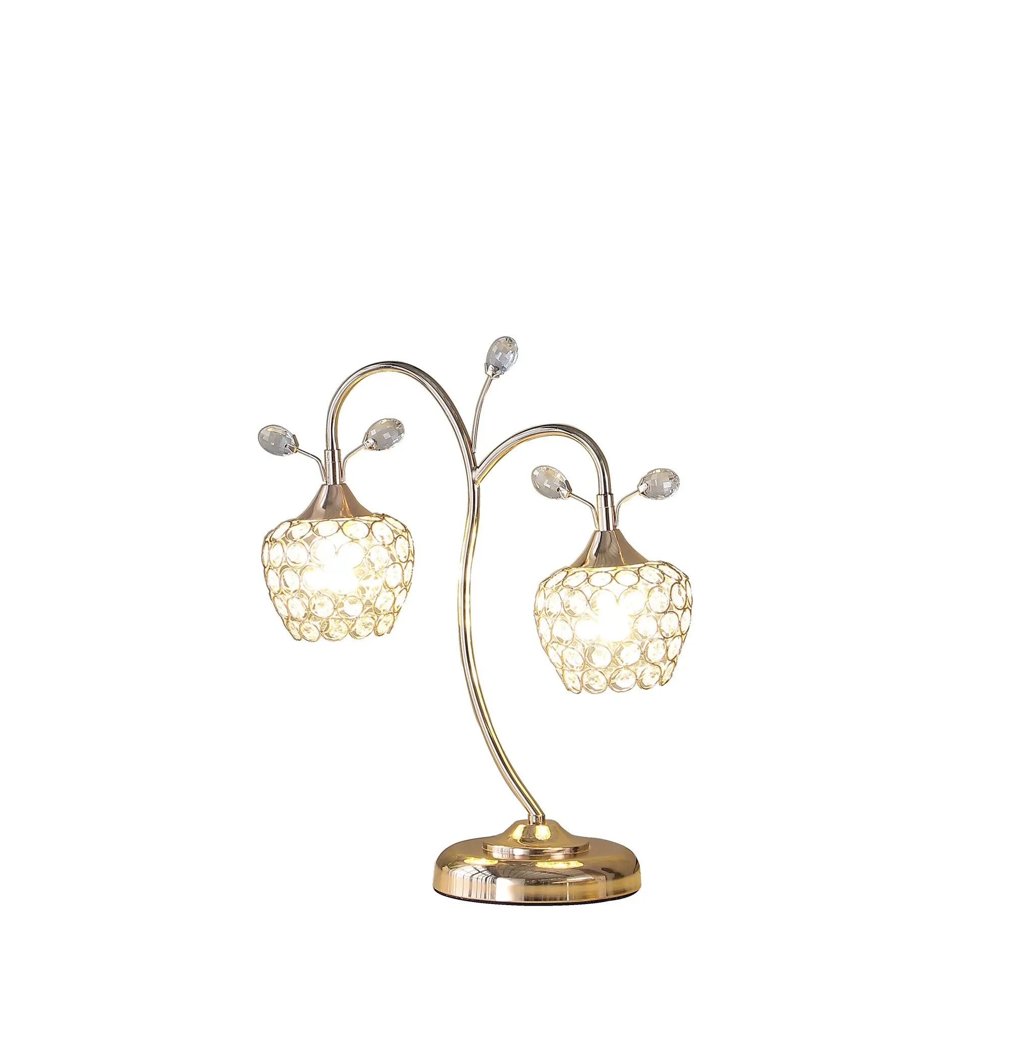 17" Gold Two Light Bedside Table Lamp With Clear Novelty Shade Homeroots Lighting