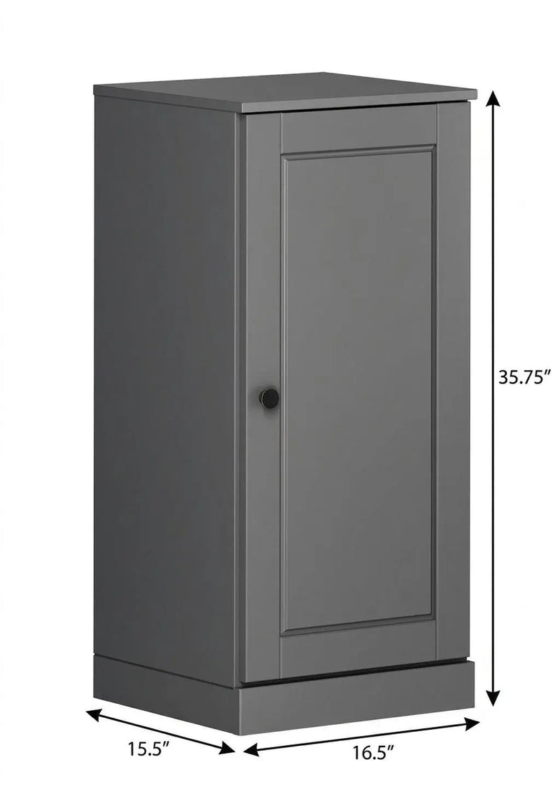 17" Gray Solid Wood Free Standing Single Door Linen Cabinet Homeroots Organization