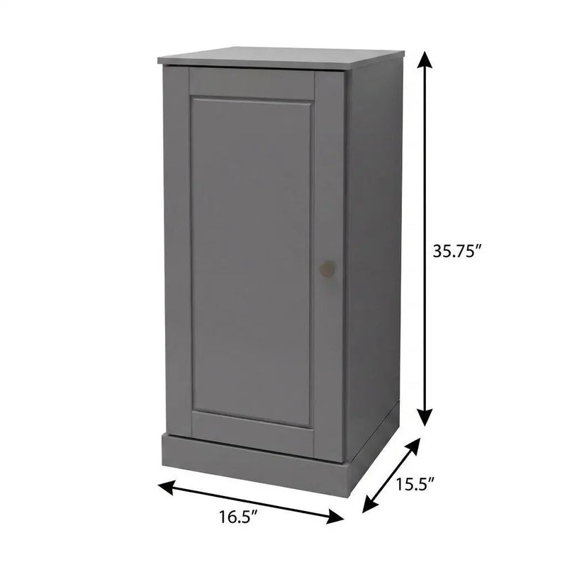 17" Gray Solid Wood Free Standing Single Door Linen Cabinet Homeroots Organization