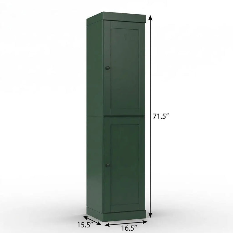 17" Green Solid Wood Free Standing Double Door Linen Cabinet Homeroots Organization