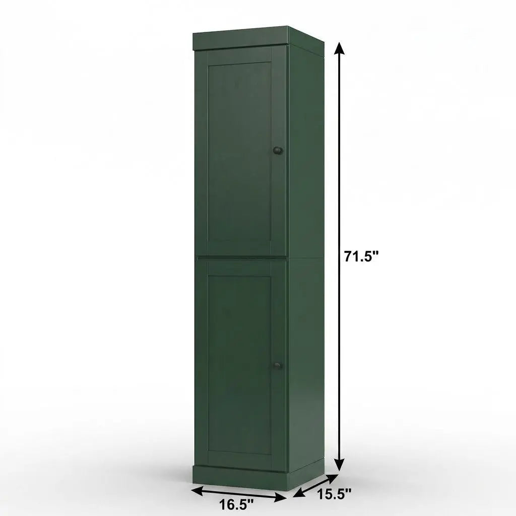 17" Green Solid Wood Free Standing Double Door Linen Cabinet Homeroots Organization