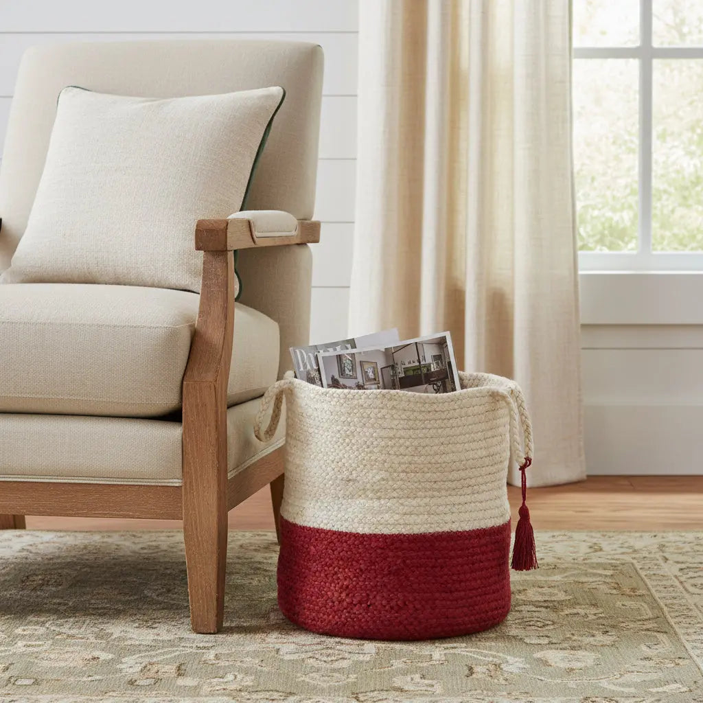 17" Ivory Nesting Jute Basket Homeroots Office