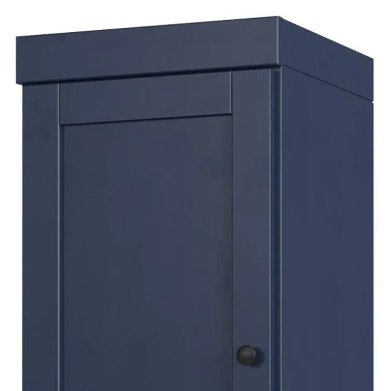 17" Navy Blue Solid Wood Free Standing Double Door Linen Cabinet Homeroots Organization