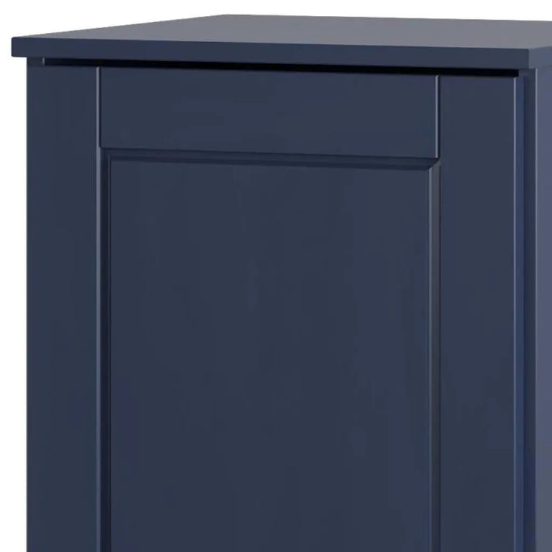 17" Navy Blue Solid Wood Free Standing Single Door Linen Cabinet Homeroots Organization