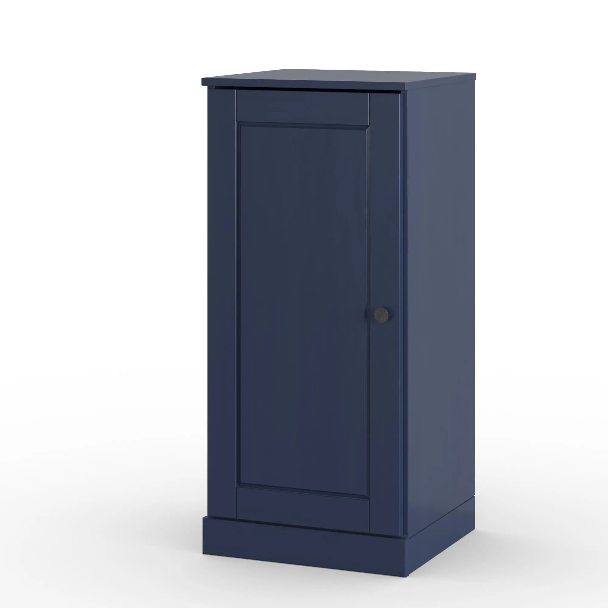 17" Navy Blue Solid Wood Free Standing Single Door Linen Cabinet Homeroots Organization