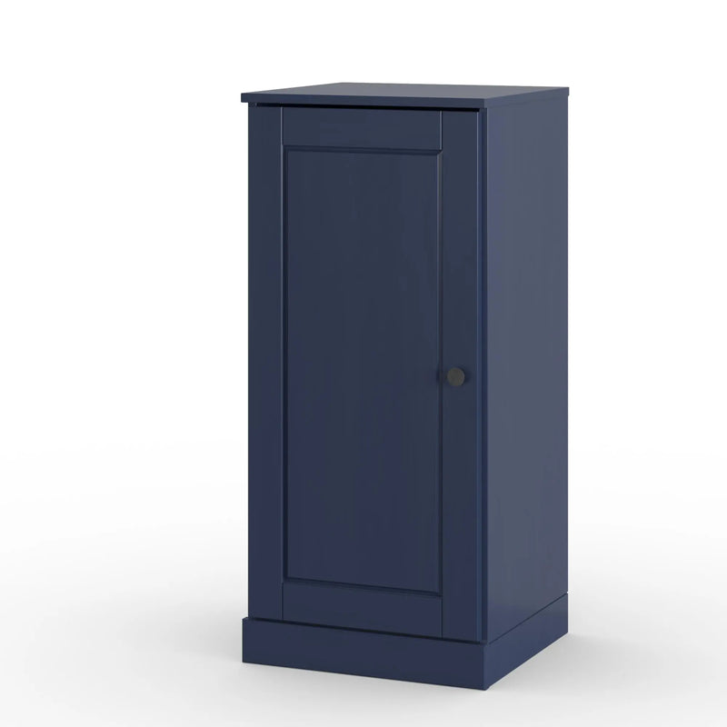 17" Navy Blue Solid Wood Free Standing Single Door Linen Cabinet Homeroots Organization