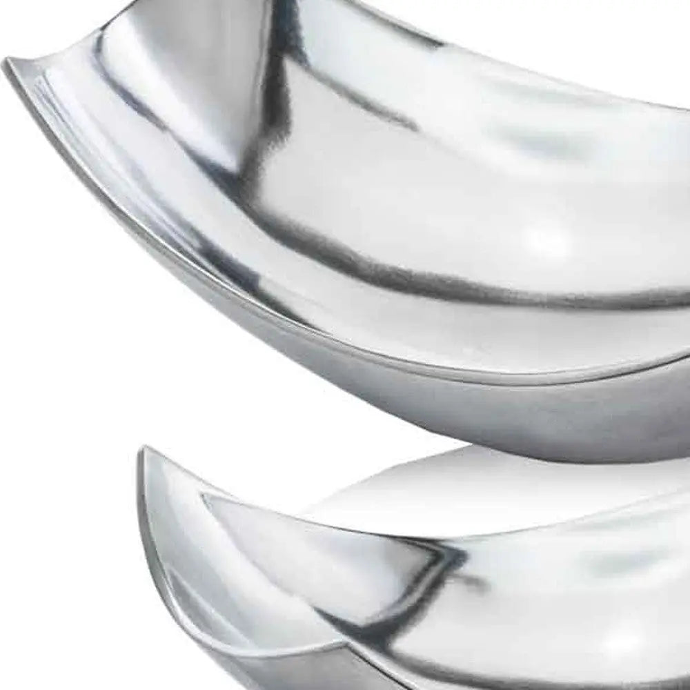 17" Silver Aluminum Scoop Centerpiece Bowl Homeroots Kitchen & Dining