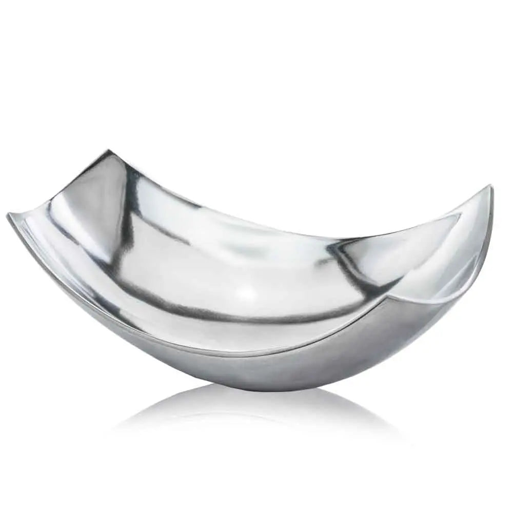 17" Silver Aluminum Scoop Centerpiece Bowl Homeroots Kitchen & Dining