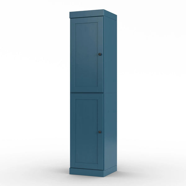 17" Teal Blue Solid Wood Free Standing Double Door Linen Cabinet Homeroots Organization