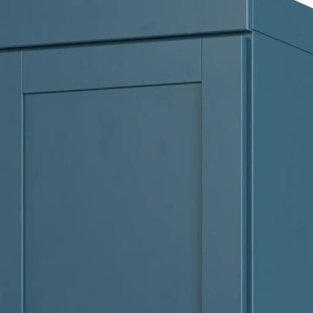 17" Teal Blue Solid Wood Free Standing Double Door Linen Cabinet Homeroots Organization