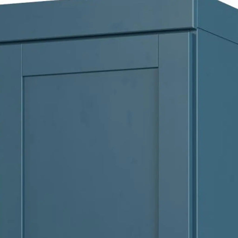 17" Teal Blue Solid Wood Free Standing Double Door Linen Cabinet Homeroots Organization