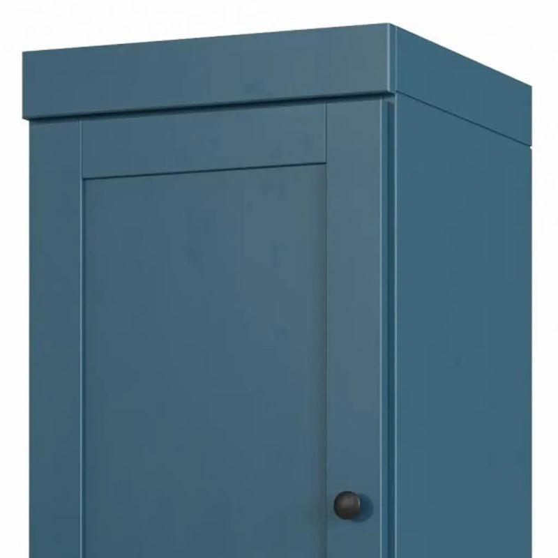 17" Teal Blue Solid Wood Free Standing Double Door Linen Cabinet Homeroots Organization