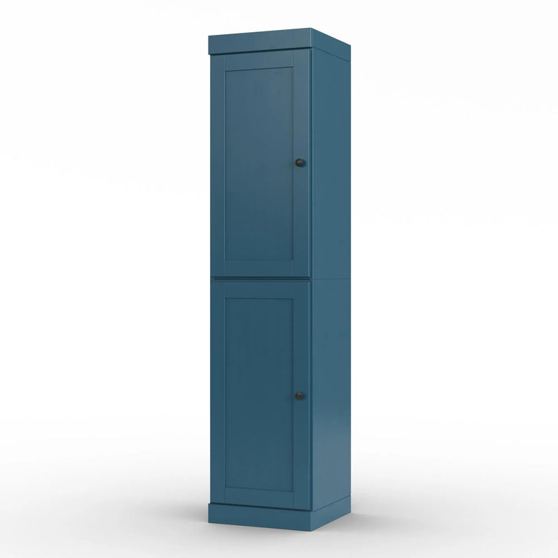 17" Teal Blue Solid Wood Free Standing Double Door Linen Cabinet Homeroots Organization