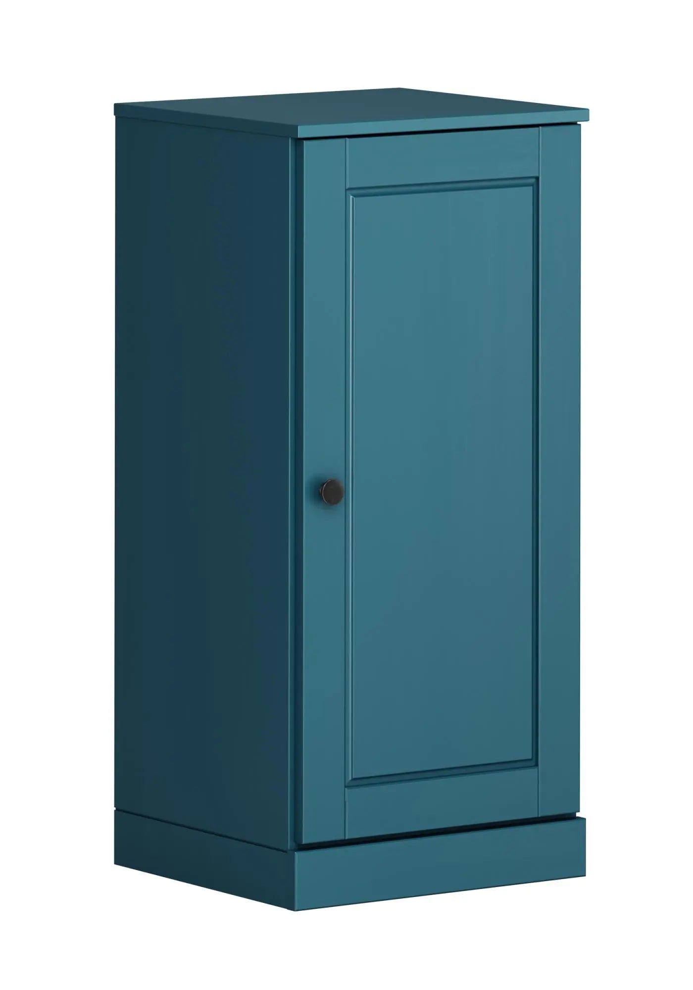 17" Teal Blue Solid Wood Free Standing Single Door Linen Cabinet Homeroots Organization