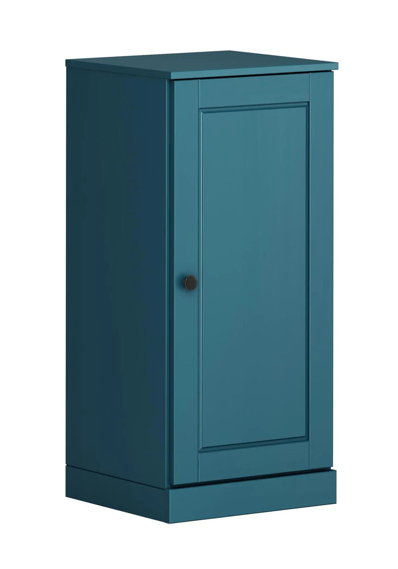 17" Teal Blue Solid Wood Free Standing Single Door Linen Cabinet Homeroots Organization