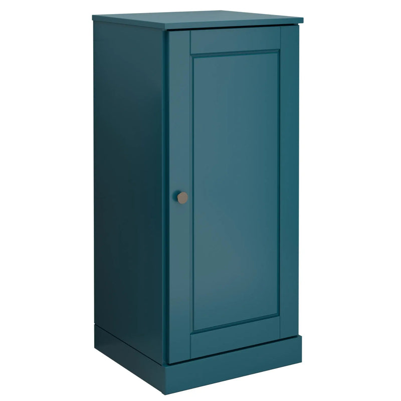 17" Teal Blue Solid Wood Free Standing Single Door Linen Cabinet Homeroots Organization