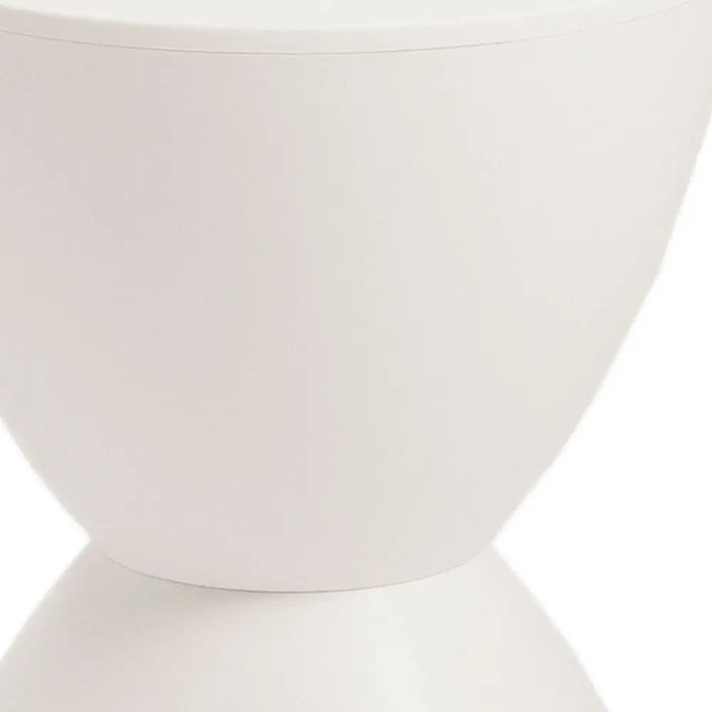 17" White Heavy Duty Plastic Round Pedestal End Table Homeroots Living Room