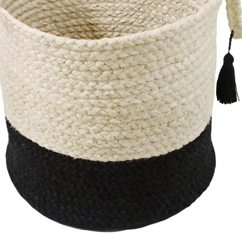 17" White Nesting Jute Basket Homeroots Office