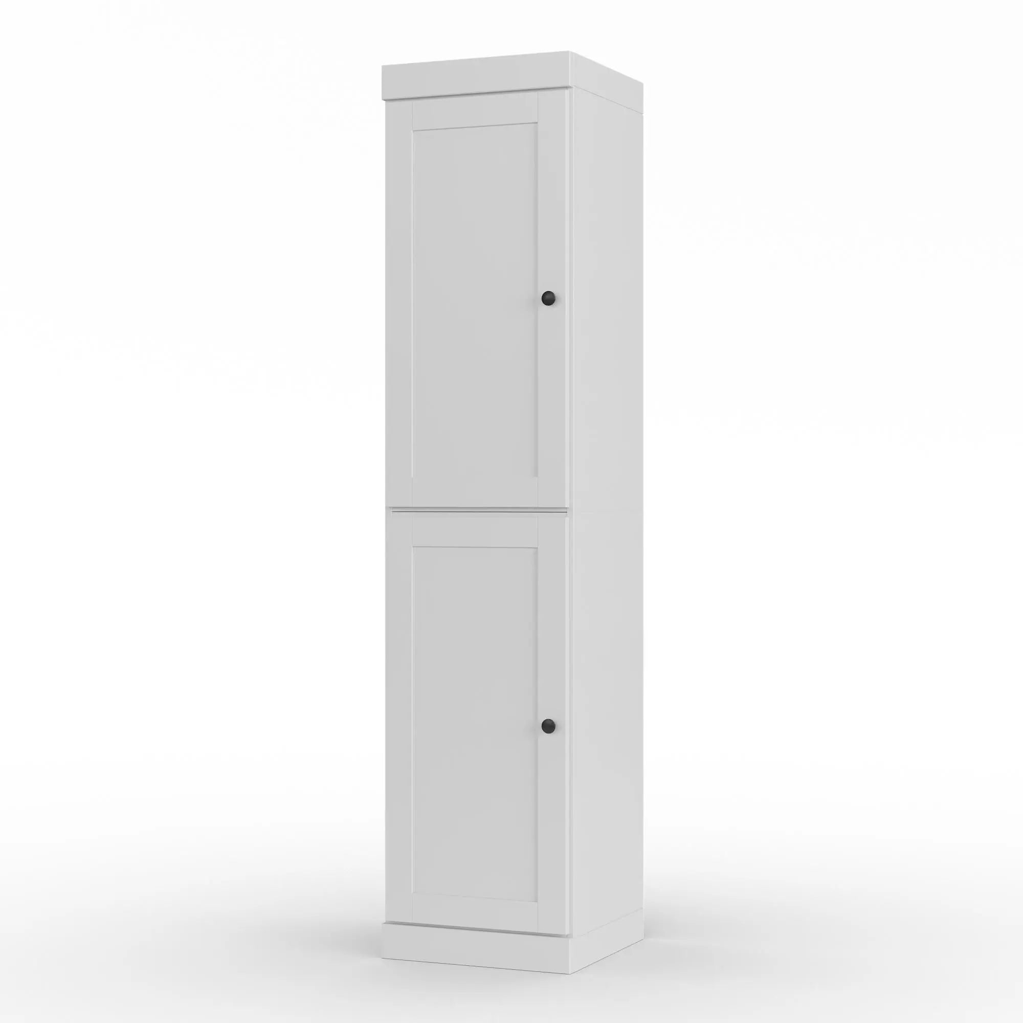 17" White Solid Wood Free Standing Double Door Linen Cabinet Homeroots Organization