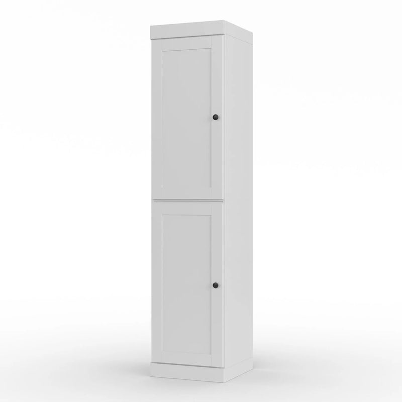 17" White Solid Wood Free Standing Double Door Linen Cabinet Homeroots Organization