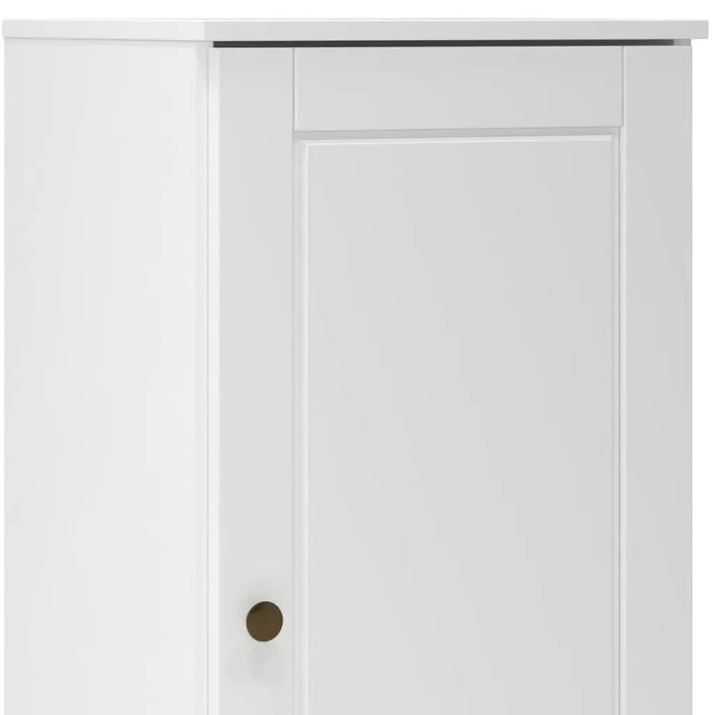 17" White Solid Wood Free Standing Single Door Linen Cabinet Homeroots Organization