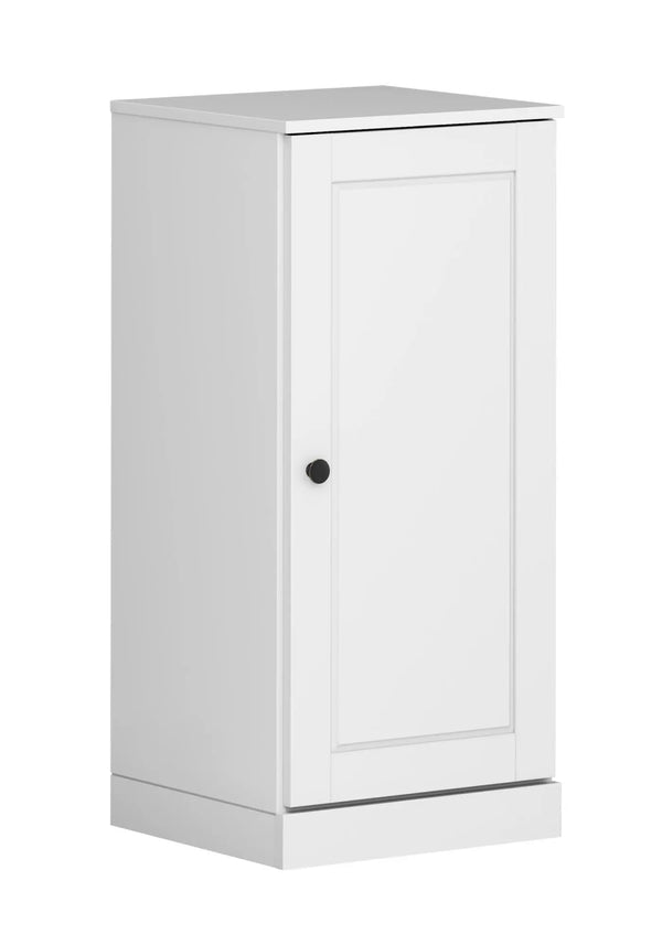 17" White Solid Wood Free Standing Single Door Linen Cabinet Homeroots Organization