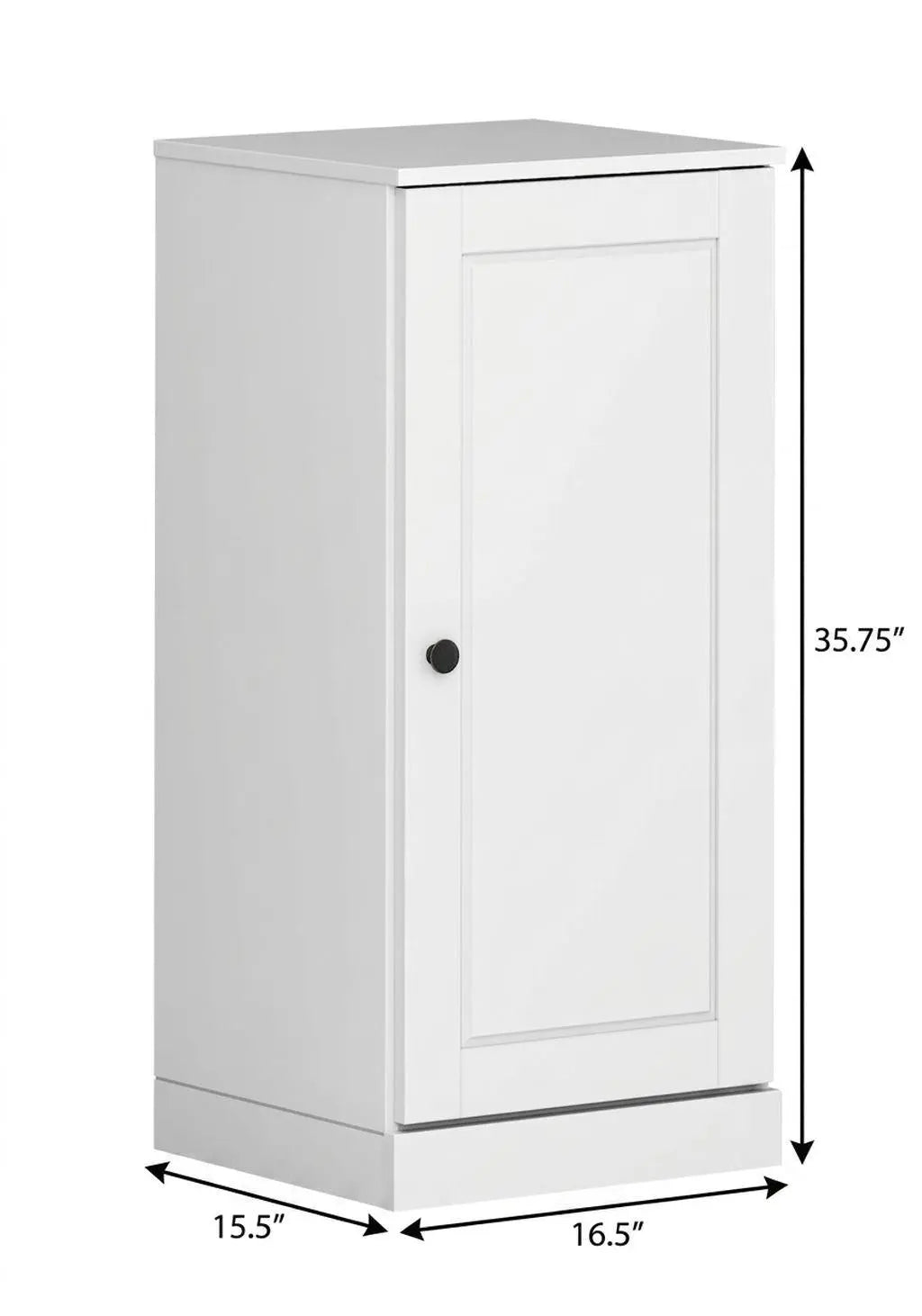17" White Solid Wood Free Standing Single Door Linen Cabinet Homeroots Organization