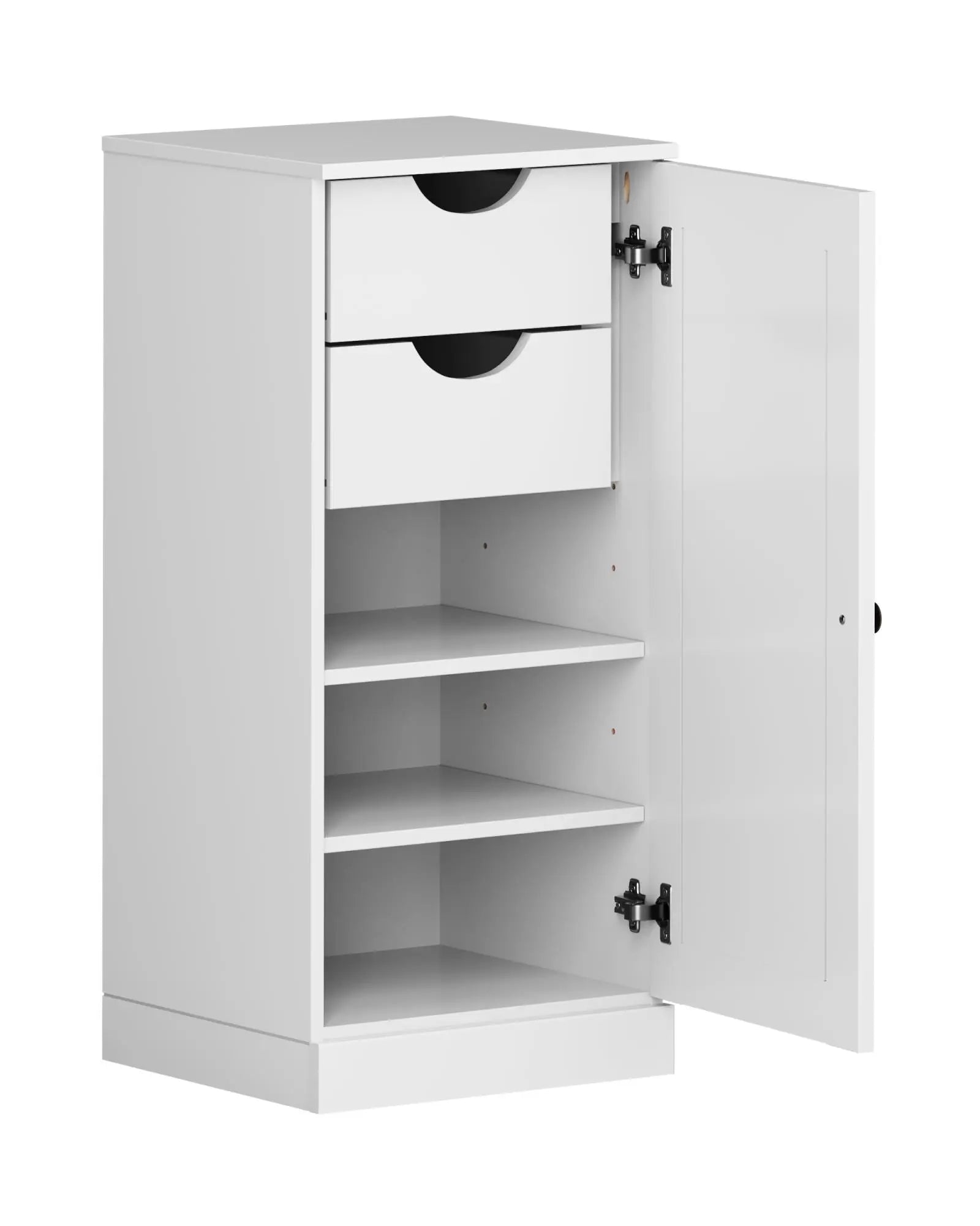17" White Solid Wood Free Standing Single Door Linen Cabinet Homeroots Organization