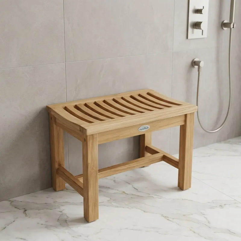 17" X 24" Brown Teak Rectangular Shower Bench Homeroots Bed & Bath