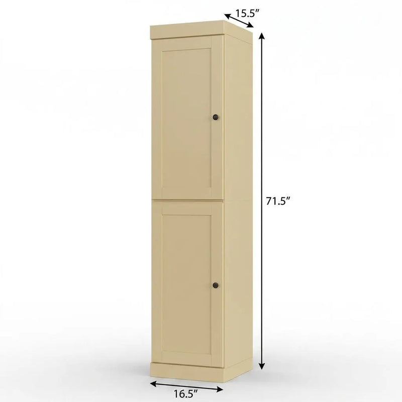 17" Yellow Solid Wood Free Standing Double Door Linen Cabinet Homeroots Organization