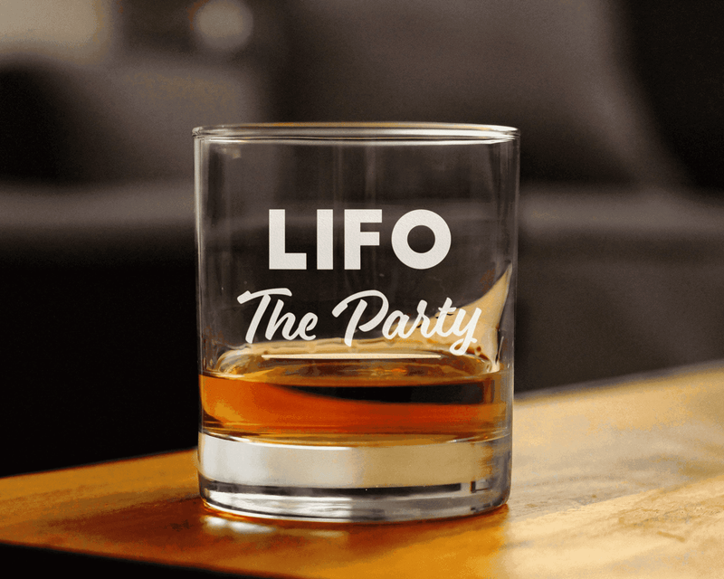 LIFO the Party Whiskey Rocks Glass - Accounting Gifts Bevvee