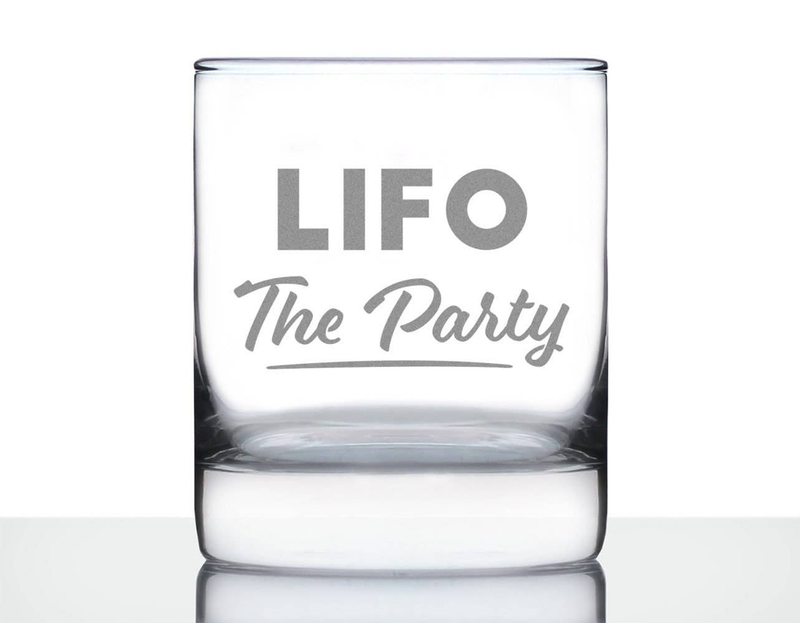LIFO the Party Whiskey Rocks Glass - Accounting Gifts Bevvee