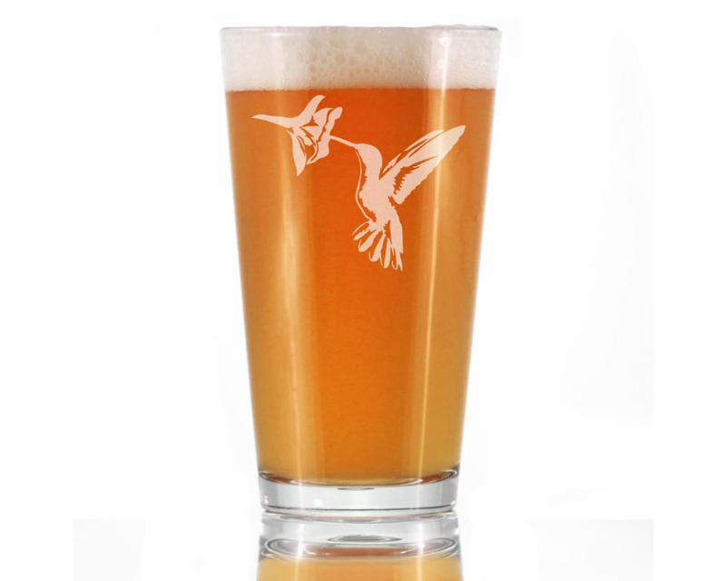 Hummingbird Pint Glass for Beer - Bird Nature Gifts Bevvee